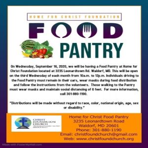 Home For Christ Foundation FOOD PANTRY, Waldorf, Maryland, United States