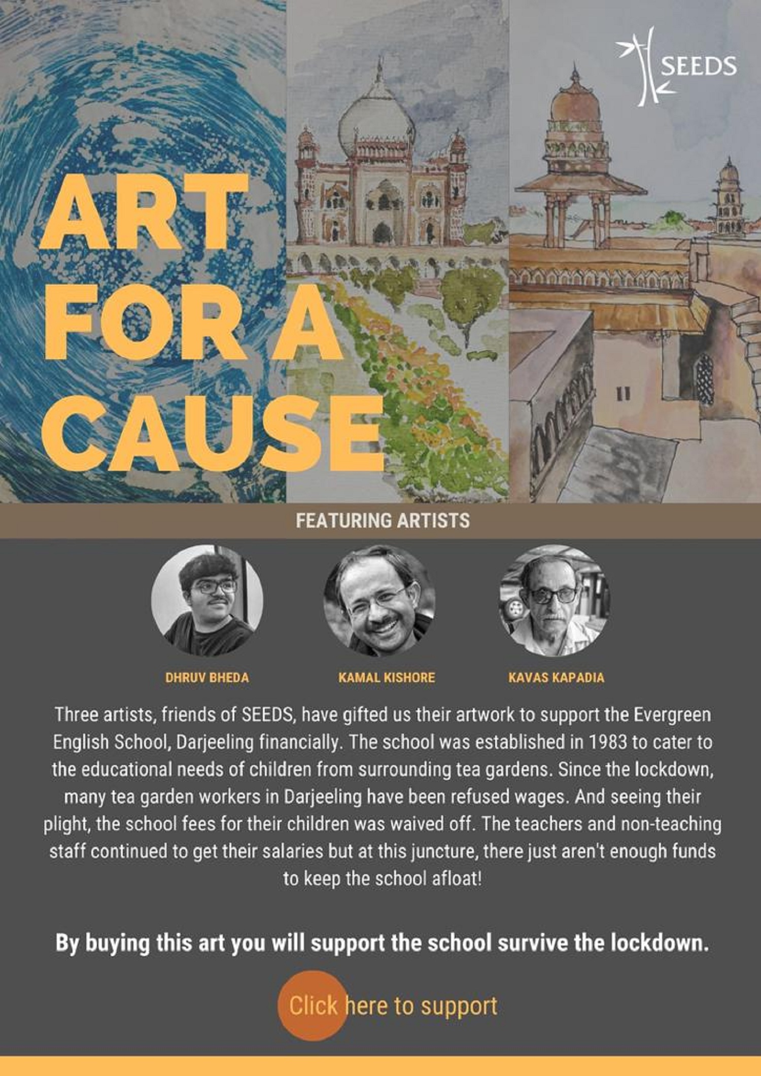 ART FOR CAUSE: SEEDS supports children education through online bidding on paintings, New Delhi, Delhi, India