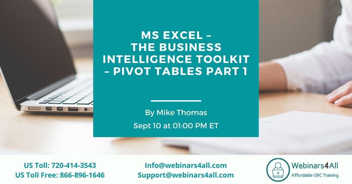 Excel – The Business Intelligence Toolkit – Pivot Tables Part 1, Littleton, Colorado, United States