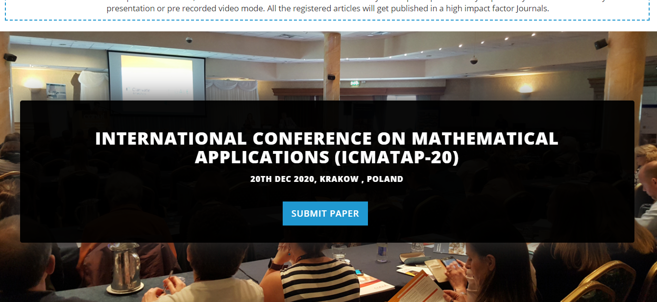 International Conference on Mathematical Applications (ICMATAP-20), KRAKOW, POLAND, Poland