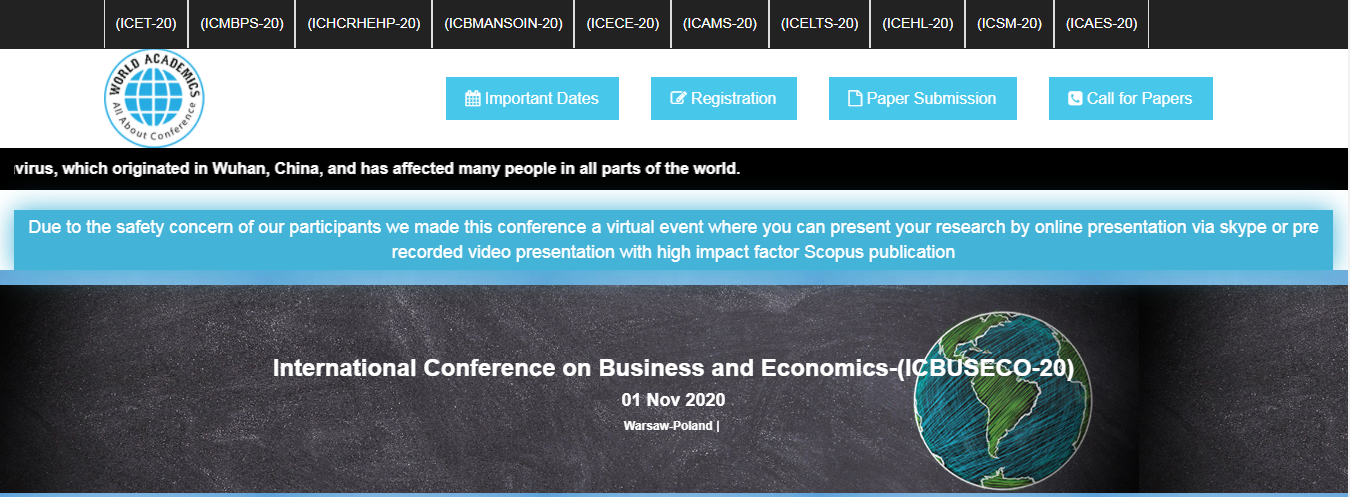 International Conference on Business and Economics-(ICBUSECO-20), Warsaw-Poland, Poland