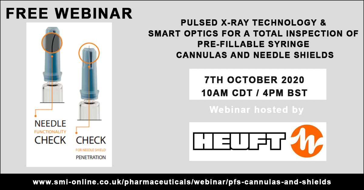 Pulsed x-ray technology & smart optics for a total inspection of pre-fillable syringe cannulas and needle shields, London, United Kingdom