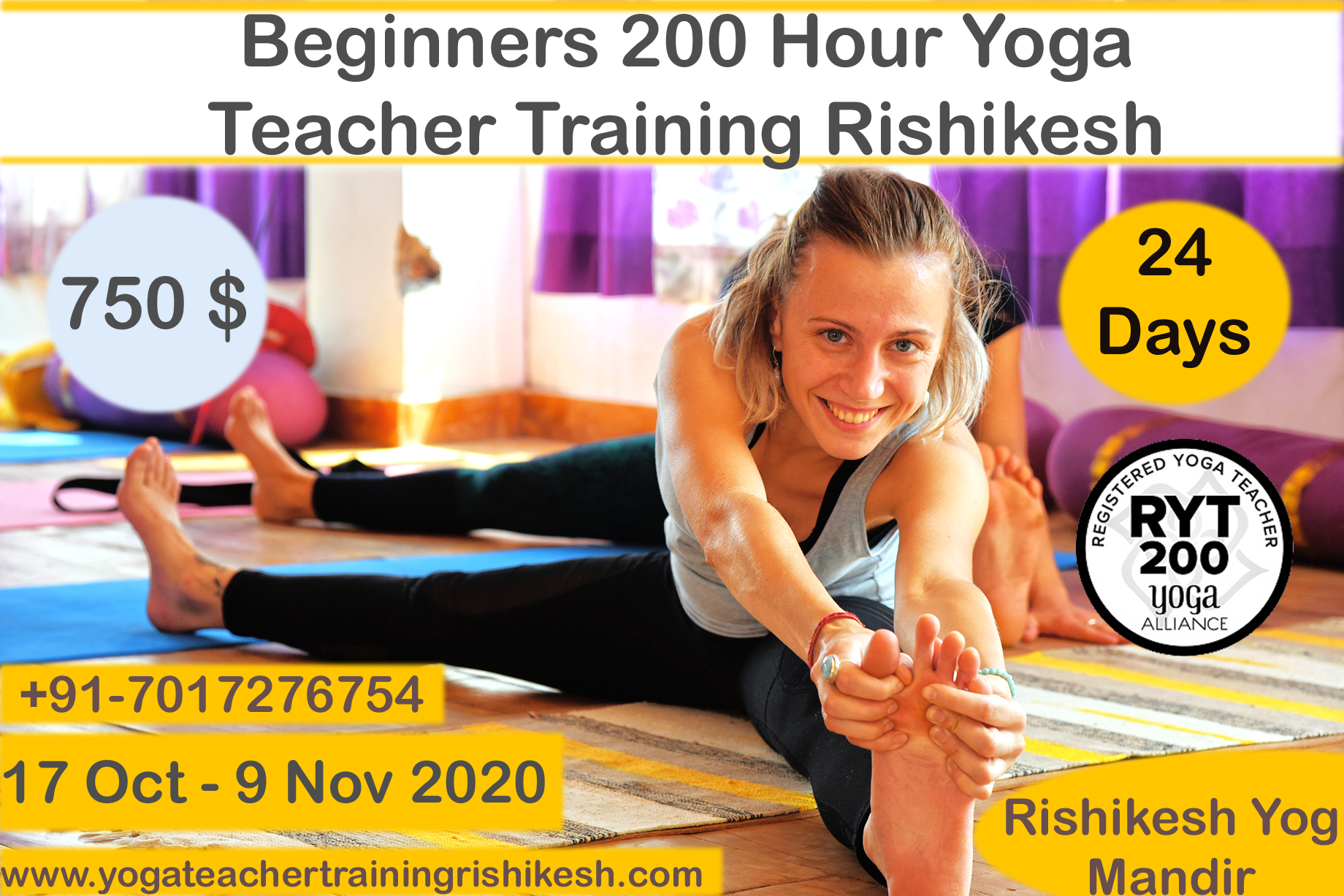 Beginners 200 Hour Yoga Teacher Training Rishikesh-RYS 200 ( 17-Oct to 9-Nov), Bradford, Florida, United States