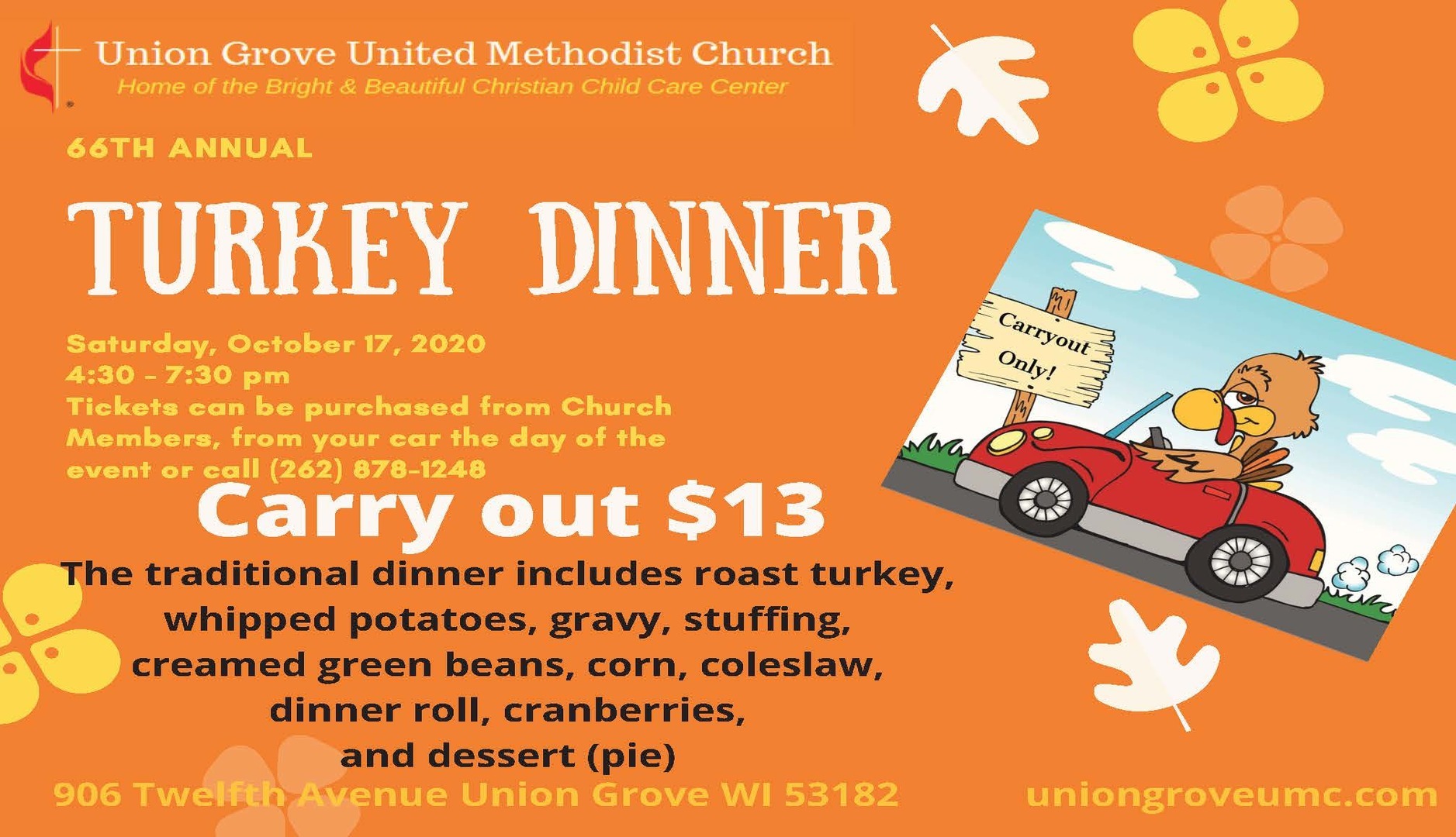 66th Annual Turkey Dinner (Carryout Only!), Union Grove, Wisconsin, United States