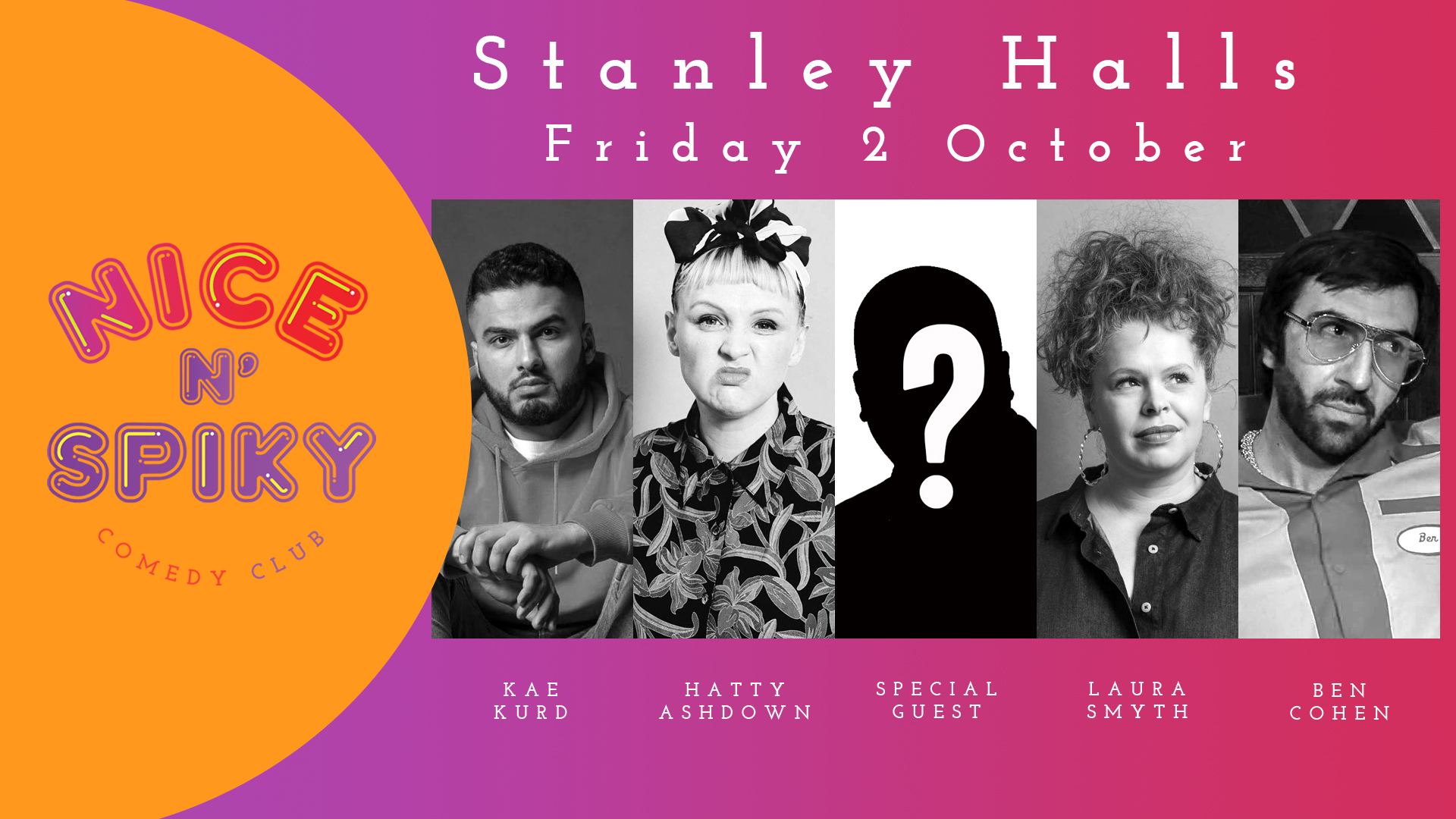 Nice N' Spiky Comedy Evening at Stanley Halls South Norwood : Simon Brodkin, Kae Kurd, Esther Manito, Greater London, London, United Kingdom