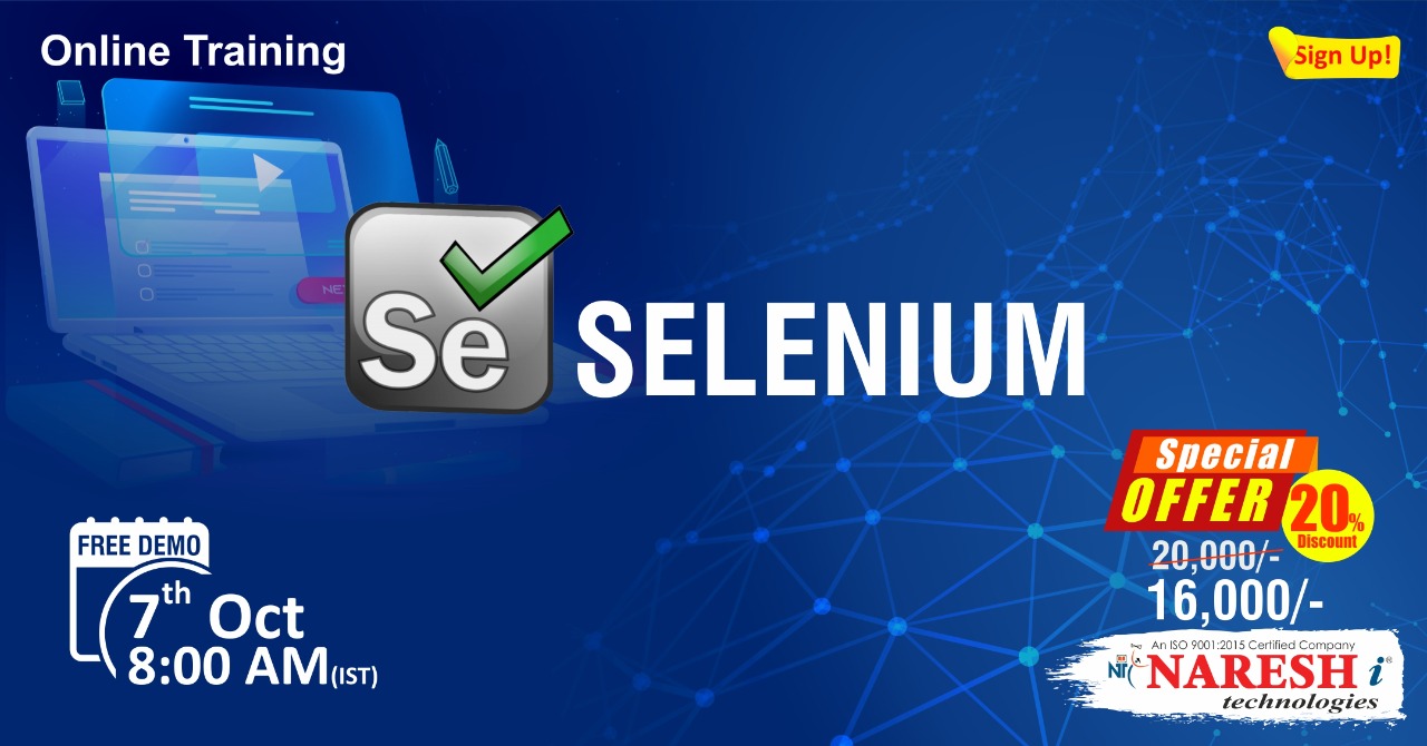 Selenium Online Training Demo on 7th October @ 8.00 AM (IST) By Real-Time Expert., Hyderabad, Telangana, India