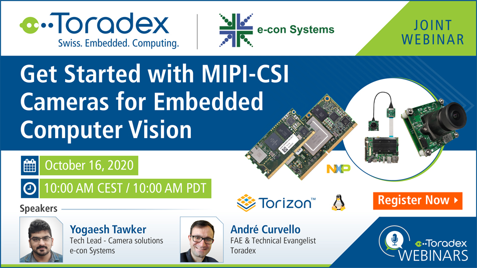 Webinar: Get Started with MIPI-CSI Cameras for Embedded Computer Vision, Horw, Bern, Switzerland