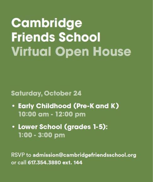 Cambridge Friends School Lower School Open House, Virtual Event, United States