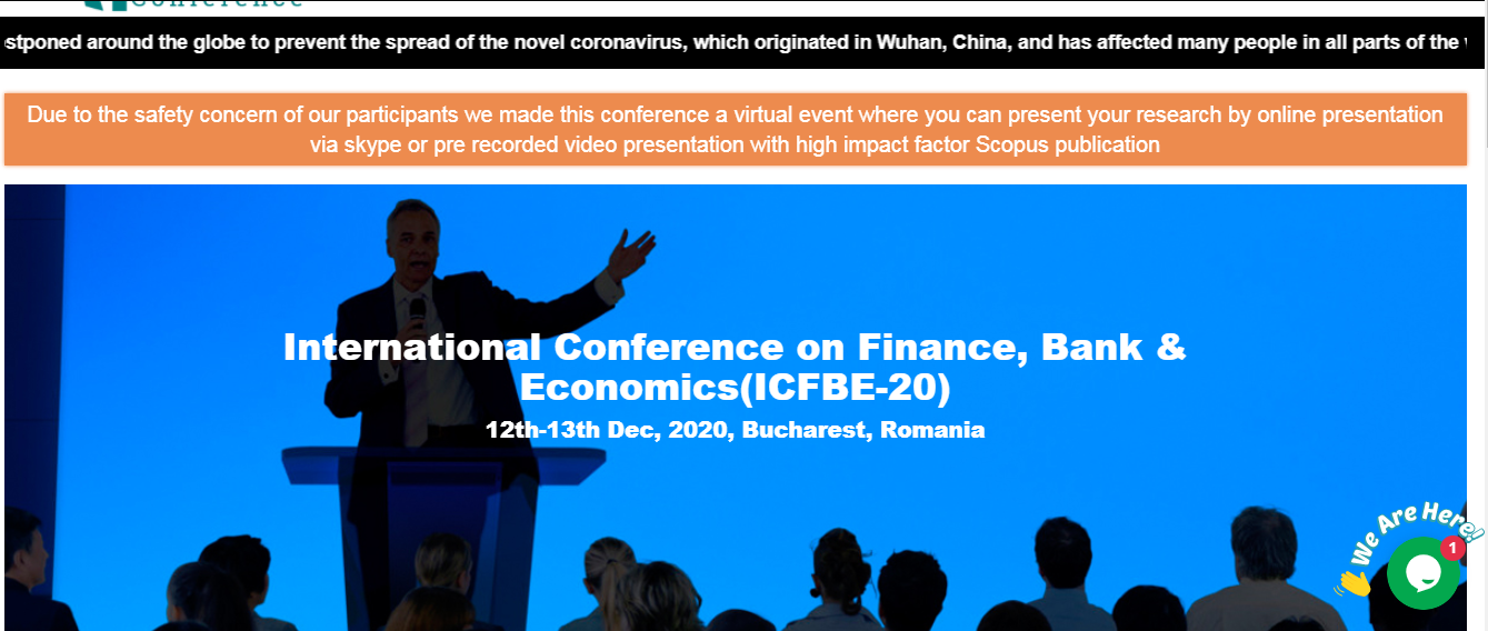 International Conference on Finance, Bank & Economics(ICFBE-20), Bucharest, Romania, Romania
