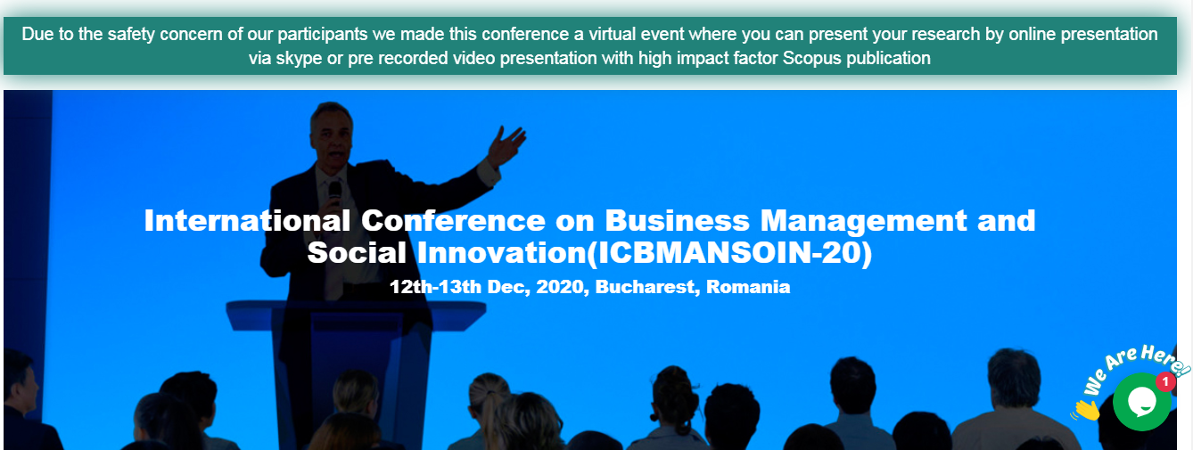 Business Management and Social Innovation(ICBMANSOIN-20), Bucharest, Romania, Romania