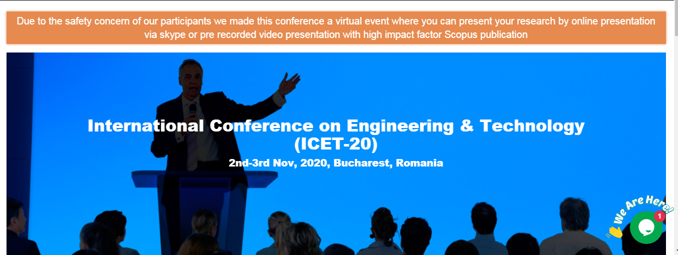International Conference on Engineering & Technology (ICET-20), Bucharest, Romania, Romania