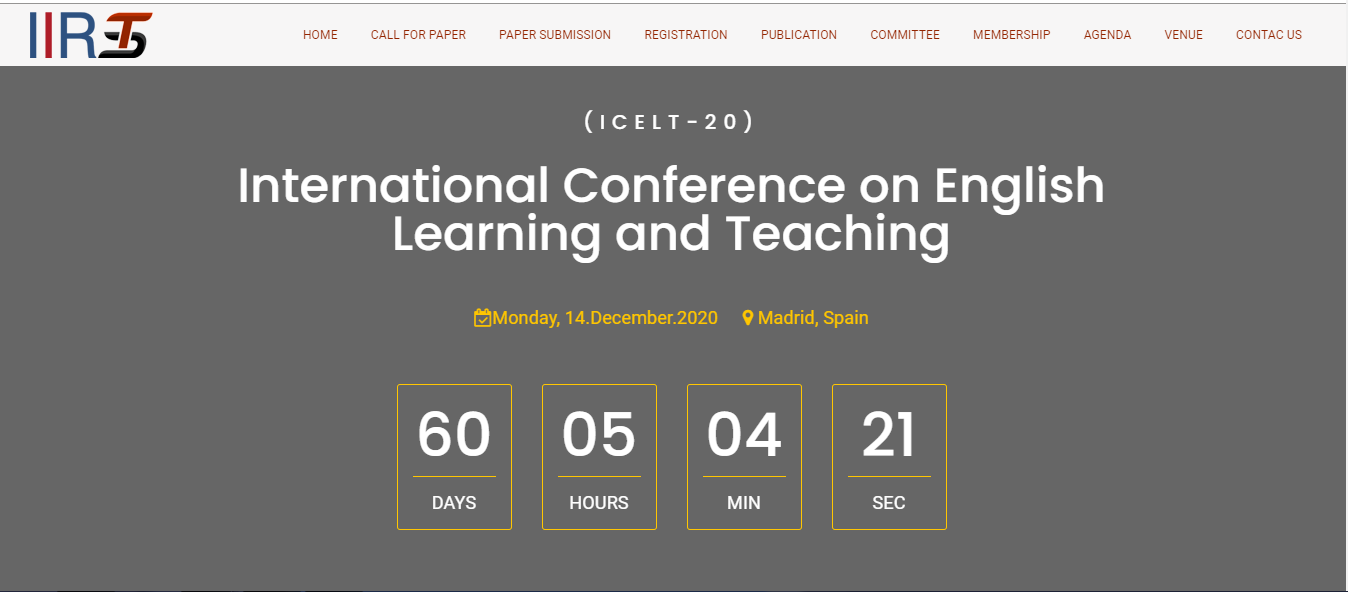 International Conference on English Learning and Teaching, Madrid, Spain, Spain