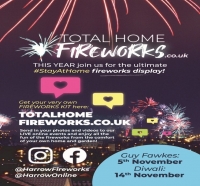 Great big STAY AT HOME fireworks display, London and Harrow.