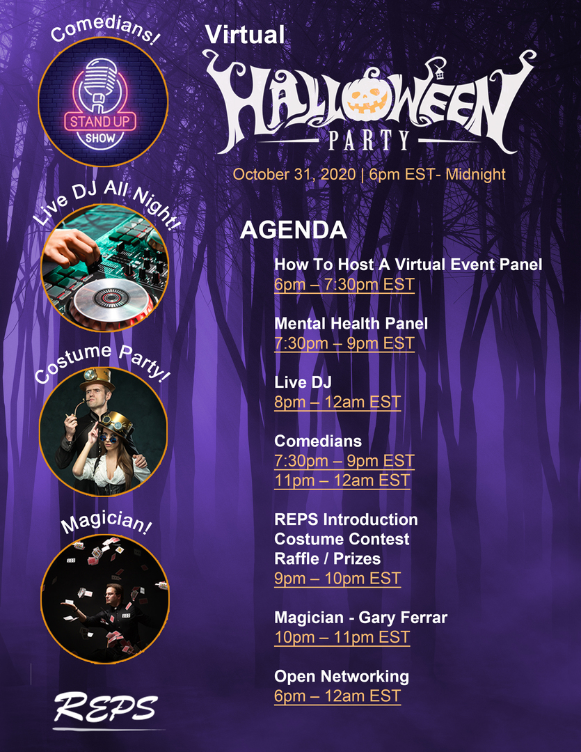 Biggest Virtual Halloween Party with Live DJ, Comedians, Magician, Costumes and Raffles!, Virtual Event, United States