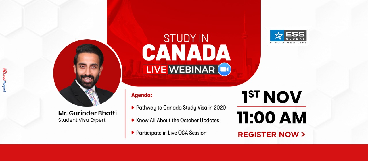 Study in Canada Live Webinar, hosted Industry Expert Mr. Gurinder Bhatti, Chandigarh, India