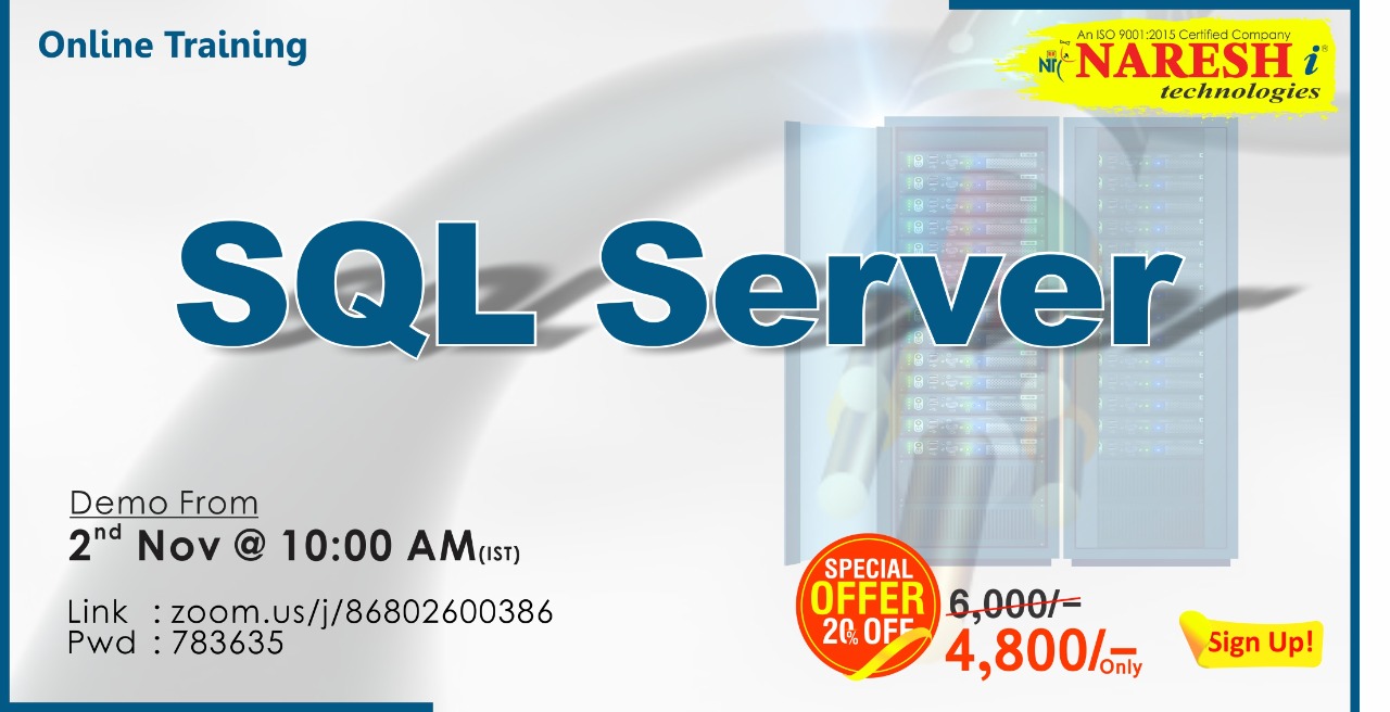SQL Server Online Training Demo on 2nd November @ 10.00 AM (IST) By Real-Time Expert., Hyderabad, Andhra Pradesh, India