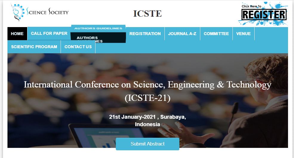 International Conference on Science, Engineering & Technology (ICSTE-21), Surabaya, Indonesia, Indonesia