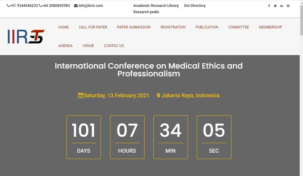 International Conference on Medical Ethics and Professionalism, Jakarta Raya, Indonesia,Jakarta,Indonesia