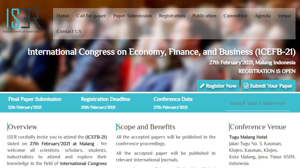 International Congress on Economy, Finance, and Business (ICEFB-21), Malang Indonesia, Indonesia