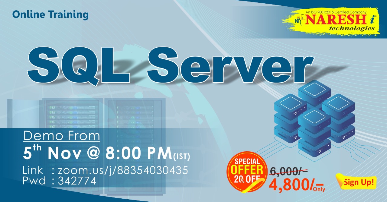SQL Server Online Training Demo on 5th November @ 8.00 PM (IST) By Real-Time Expert., Hyderabad, Andhra Pradesh, India