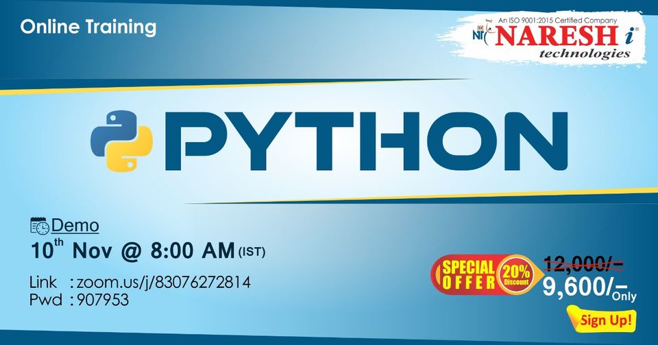 Python Online Training Demo on 10th November @ 08.00 AM (IST) By Real-Time Expert., Hyderabad, Andhra Pradesh, India