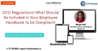 2021 Regulations! What Should Be Included in Your Employee Handbook to be Compliant!
