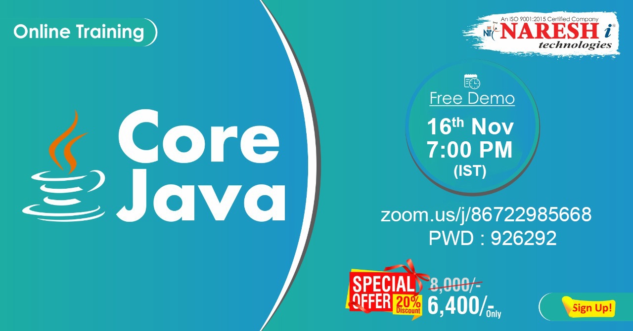 Core Java Online Training Demo on 16th November @ 07.00 PM (IST) By Real-time Expert, Hyderabad, Andhra Pradesh, India