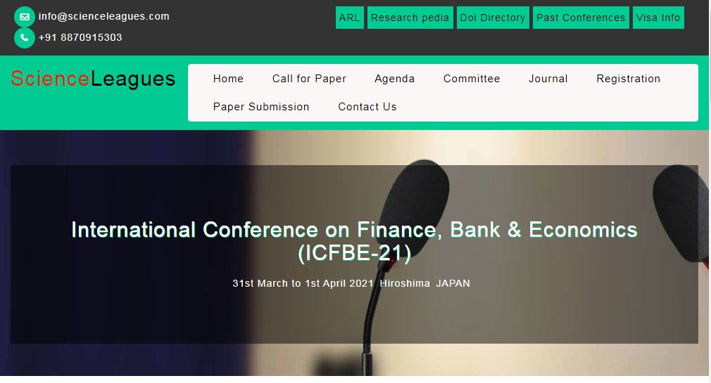 International Conference on Finance, Bank & Economics, Hiroshima JAPAN, Japan