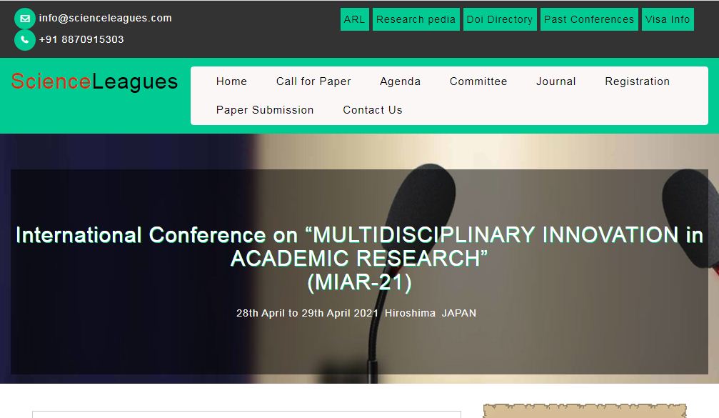 International Conference on “MULTIDISCIPLINARY INNOVATION in ACADEMIC RESEARCH”, Hiroshima JAPAN, Japan