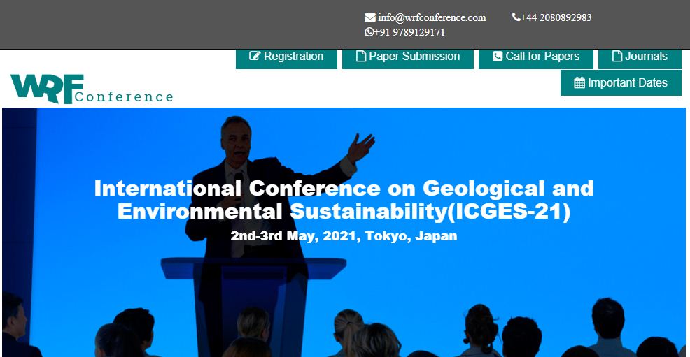International Conference on Geological and Environmental Sustainability, Tokyo, Japan, Japan
