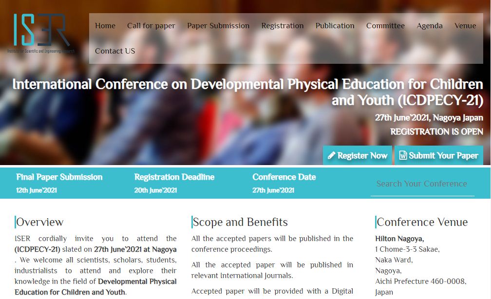 International Conference on Developmental Physical Education for Children and Youth, Nagoya Japan, Japan