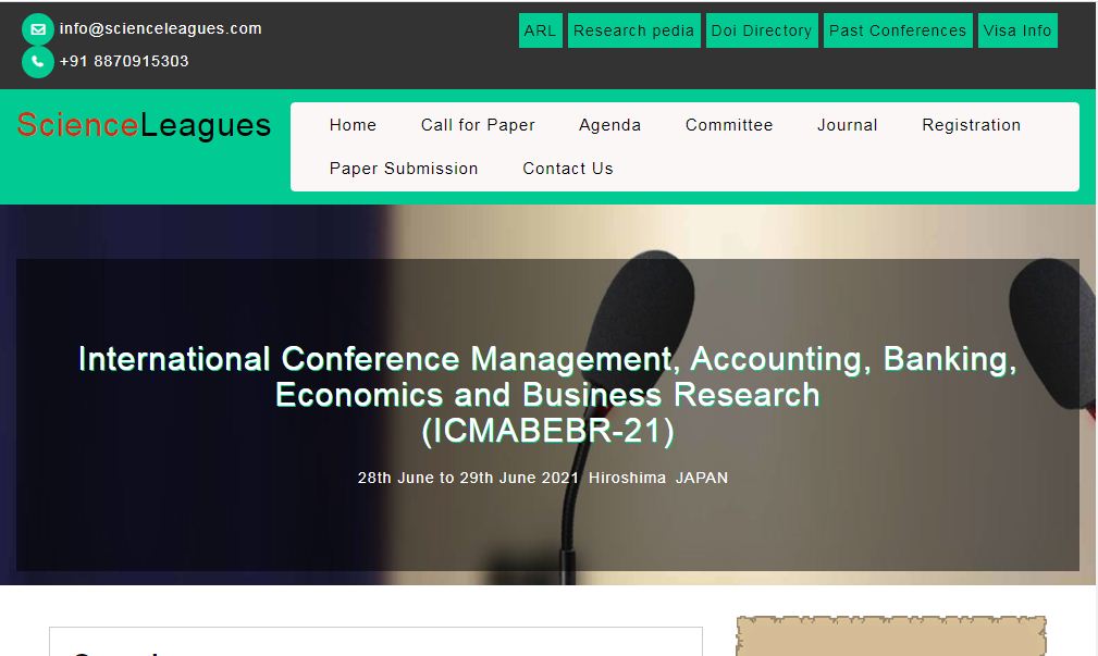 International Conference Management, Accounting, Banking, Economics and Business Research, Hiroshima JAPAN, Japan