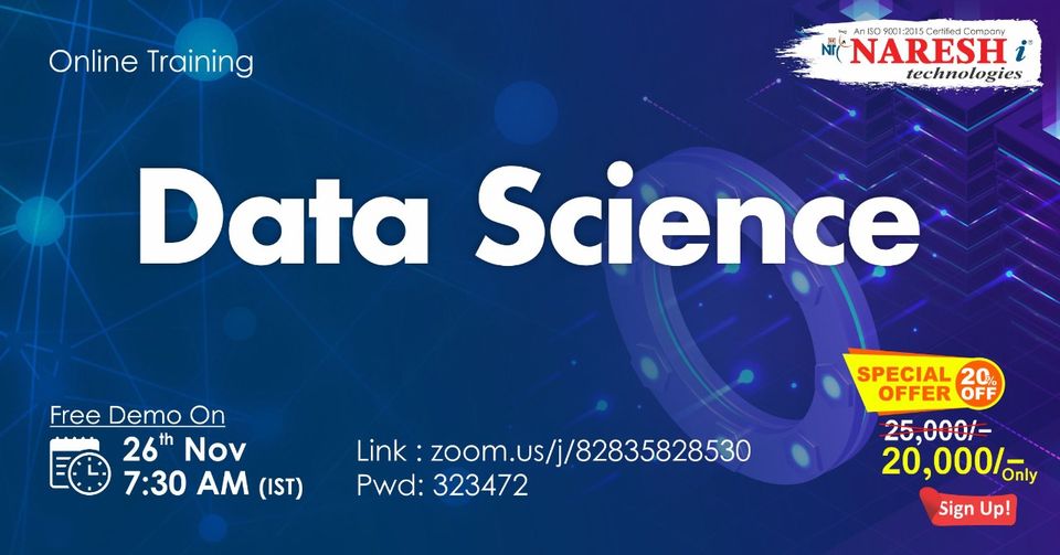 Data Science Online Training Demo on 26th November @ 7.30 AM (IST) By Real-time Expert., Hyderabad, Andhra Pradesh, India