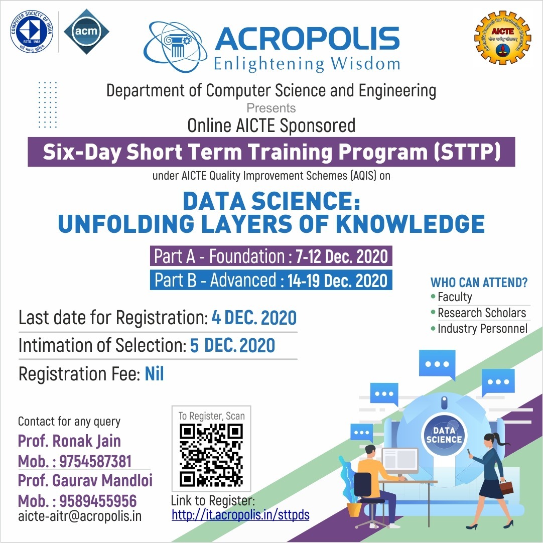 AICTE Sponsored Online Short Term Training Program on Data Science, Indore, Madhya Pradesh, India