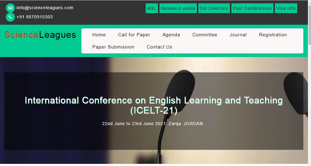 International Conference on English Learning and Teaching, Zarqa JORDAN, Zarqa, Jordan