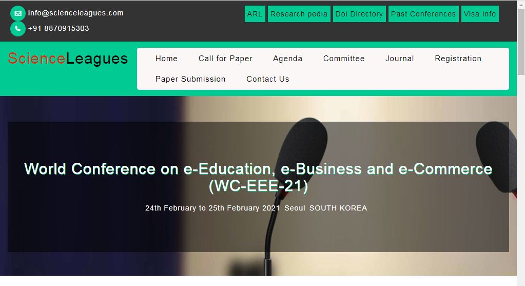 World Conference on e-Education, e-Business and e-Commerce, Seoul, south Korea,Seoul,South korea