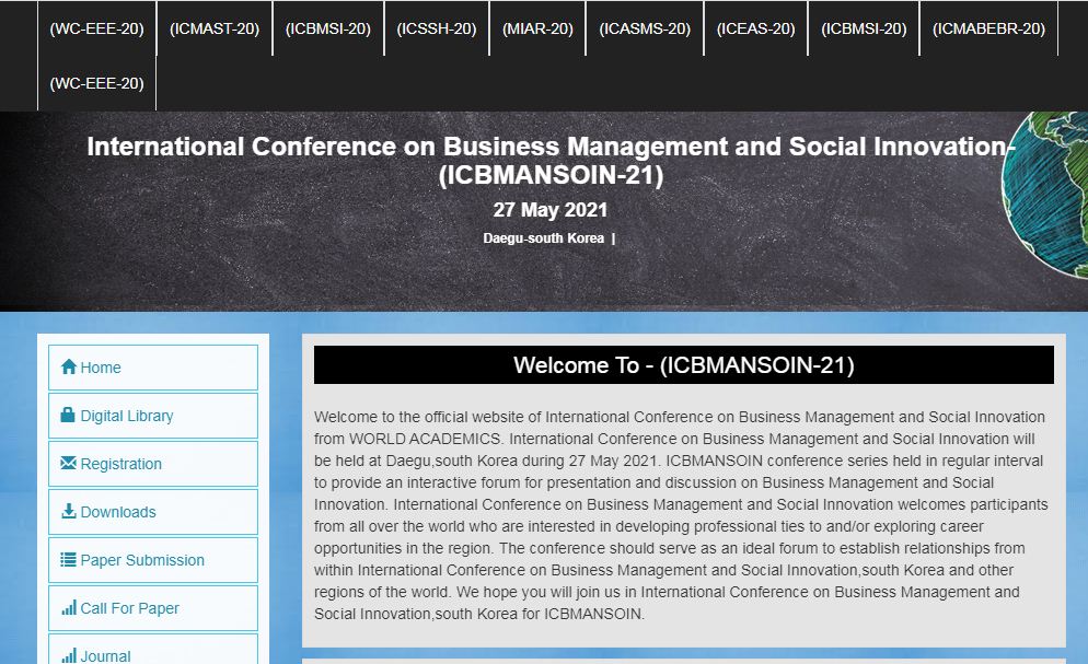 International Conference on Business Management and Social Innovation, Daegu,south Korea,Daegu,South korea