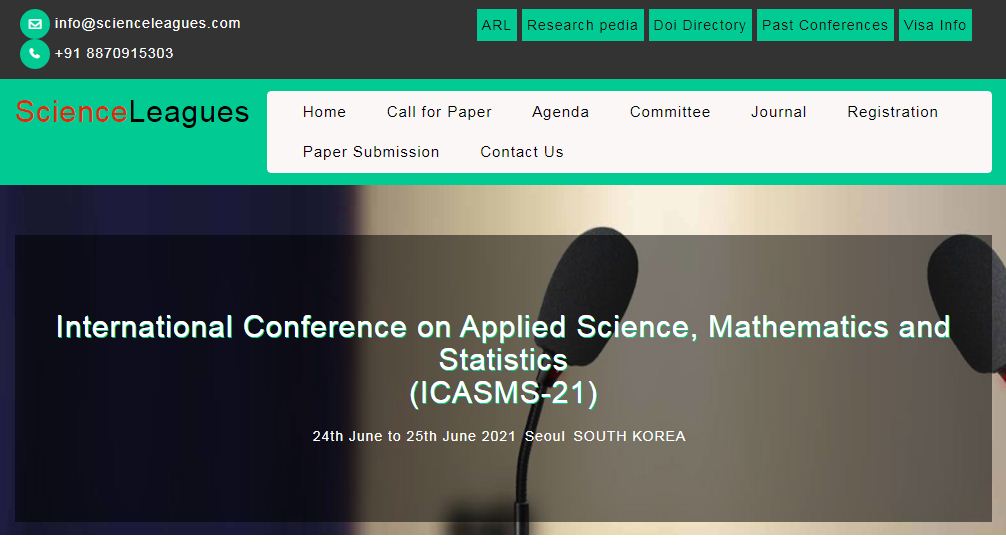 International Conference on Applied Science, Mathematics and Statistics, Seoul, south Korea,Seoul,South korea