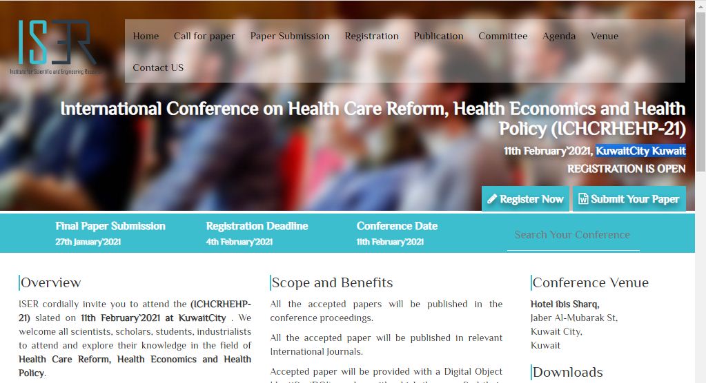 International Conference on Health Care Reform, Health Economics and Health Policy, KUWAITCITY, KUWAIT, Kuwait