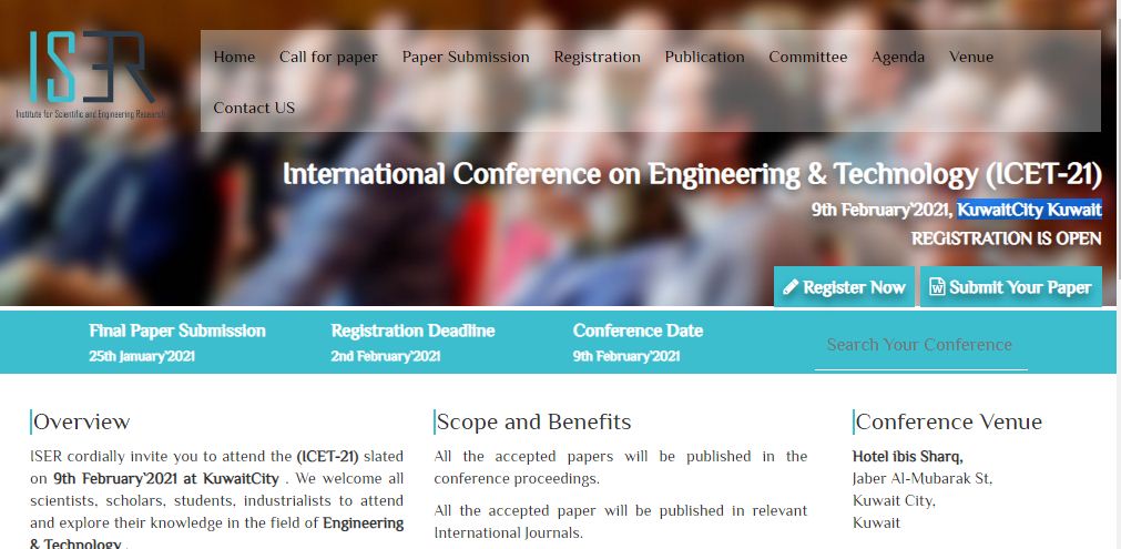 International Conference on Engineering & Technology, KUWAITCITY, KUWAIT, Kuwait