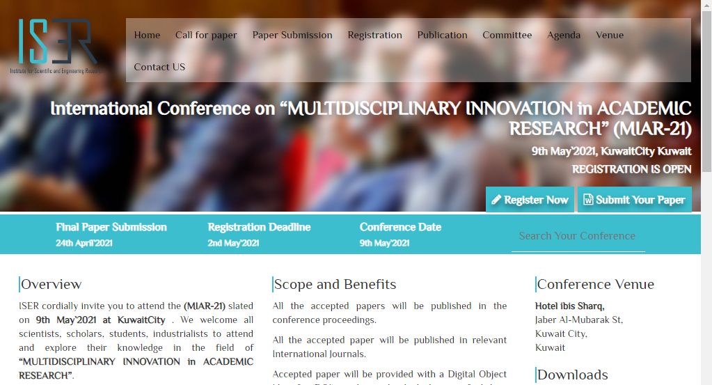 International Conference on “MULTIDISCIPLINARY INNOVATION in ACADEMIC RESEARCH”, KUWAITCITY, KUWAIT, Kuwait