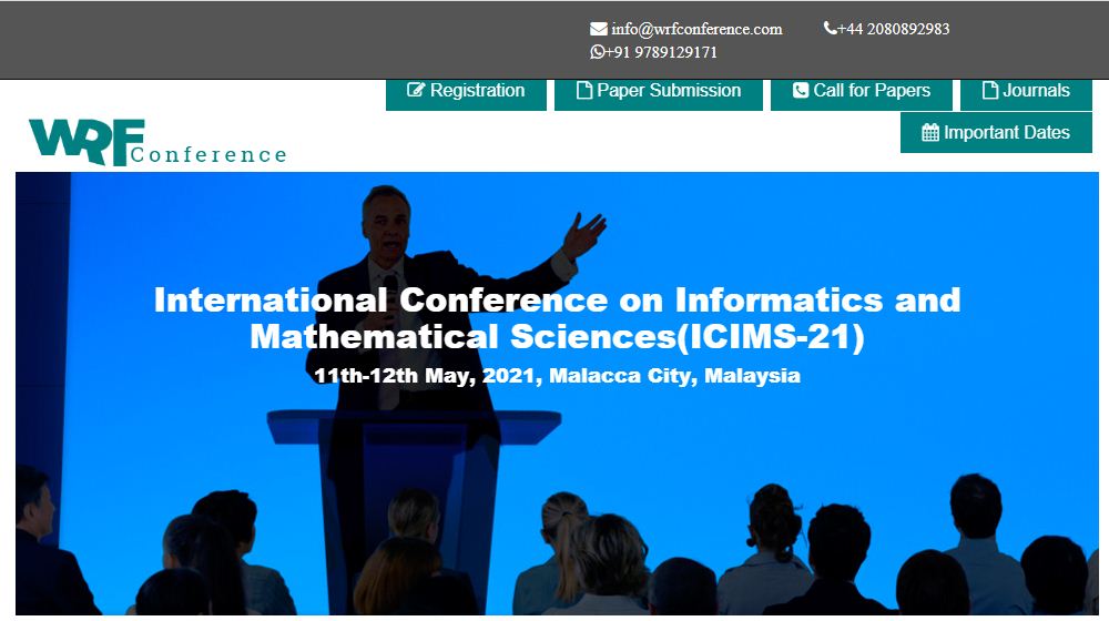 International Conference on Informatics and Mathematical Sciences, Malacca City,Malaysia,Melaka,Malaysia