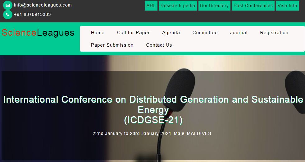 International Conference on Distributed Generation and Sustainable Energy, Male, Maldives,Male,Maldives