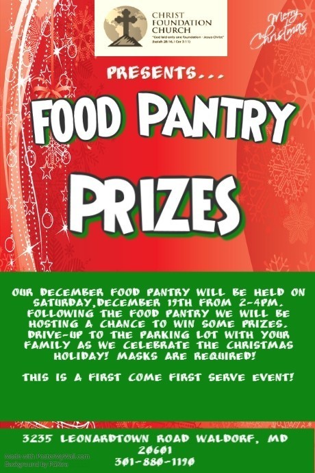 Home For Christ Foundation CHRISTMAS FOOD PANTRY And PRIZE DRAWINGS, Waldorf, Maryland, United States