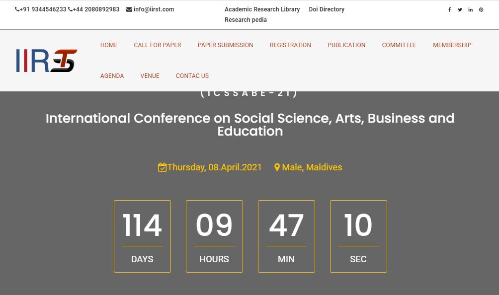 International Conference on Social Science, Arts, Business and Education, Male, Maldives,Male,Maldives