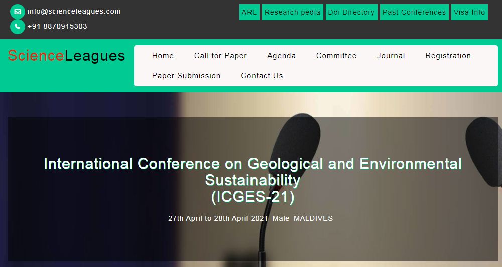 International Conference on Geological and Environmental Sustainability, Male, Maldives,Male,Maldives