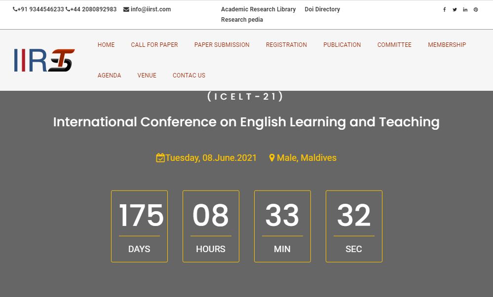 International Conference on English Learning and Teaching, Male, Maldives,Male,Maldives