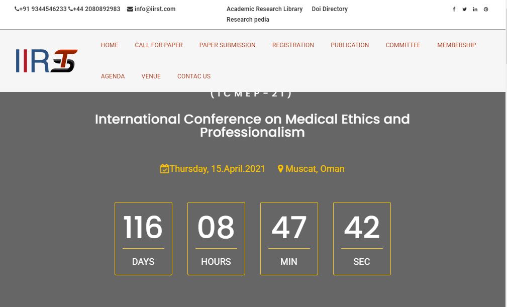 International Conference on Medical Ethics and Professionalism, Muscat,Oman,Muscat,Oman