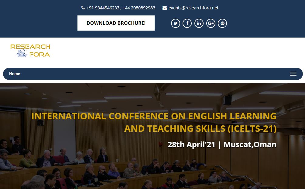 International Conference On English Learning and Teaching Skills, Muscat,Oman,Muscat,Oman