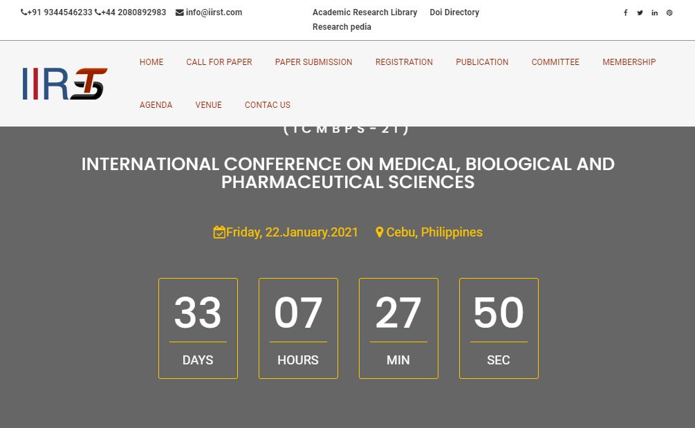 INTERNATIONAL CONFERENCE ON MEDICAL, BIOLOGICAL AND PHARMACEUTICAL SCIENCES, Cebu, Philippines, Philippines